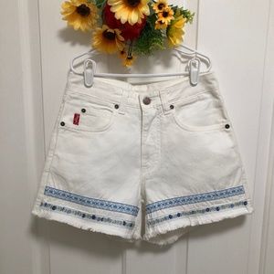 NWOT - Outlaw White Denim Shorts with Ribbon Trim